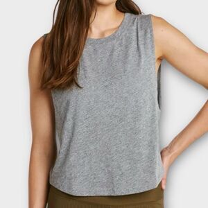 Year of Ours Flow Cropped Muscle Tank in Heathered Grey Women’s Size L NWT